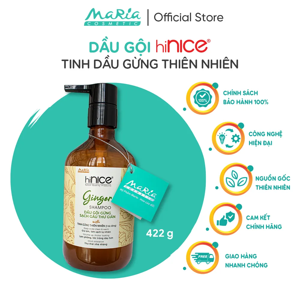 Dầu Gội Gừng hiNICE Tinh Dầu Gừng Sạch Gàu Mềm Mượt Thư Giãn Chai 422g