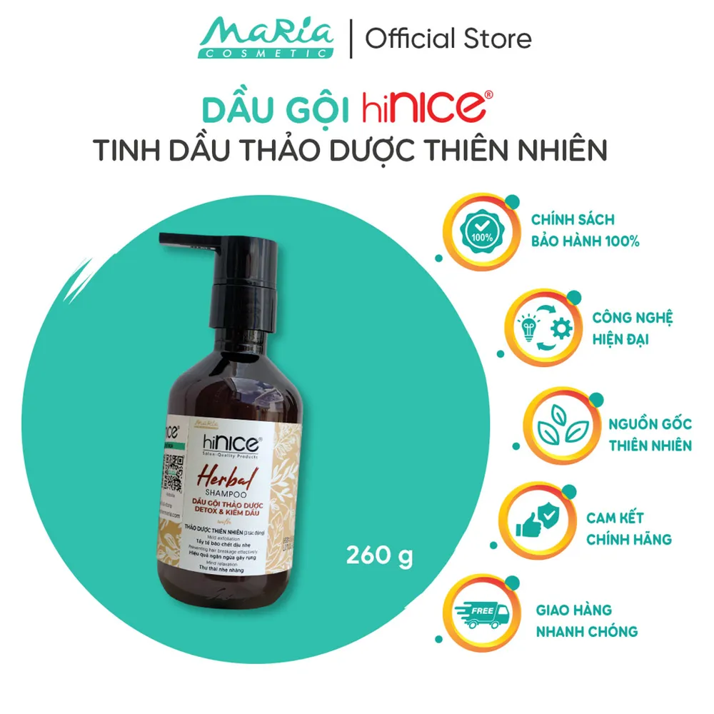 Dầu Gội Tinh Dầu Thảo Dược hiNICE, Tẩy Tế Bào Chết, Detox Và Kiềm Dầu Chai 260g