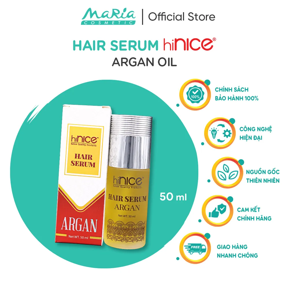Tinh dầu hiNICE Argan Oil phục hồi hư tổn chẻ ngọn 50ml