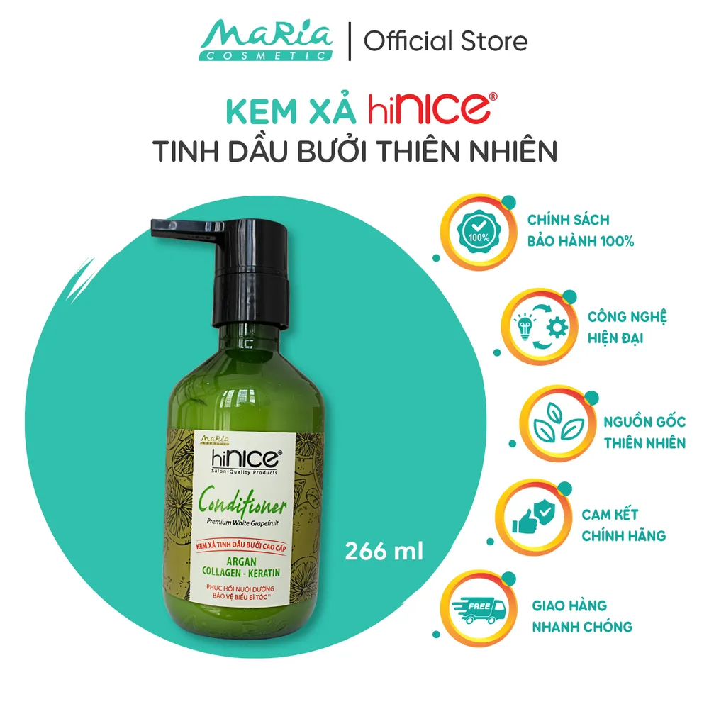 Kem Xả Tinh Dầu Bưởi hiNICE, Phục Hồi Tóc Khô Sơ Mềm Mượt Sáng Bóng Chai 266ML