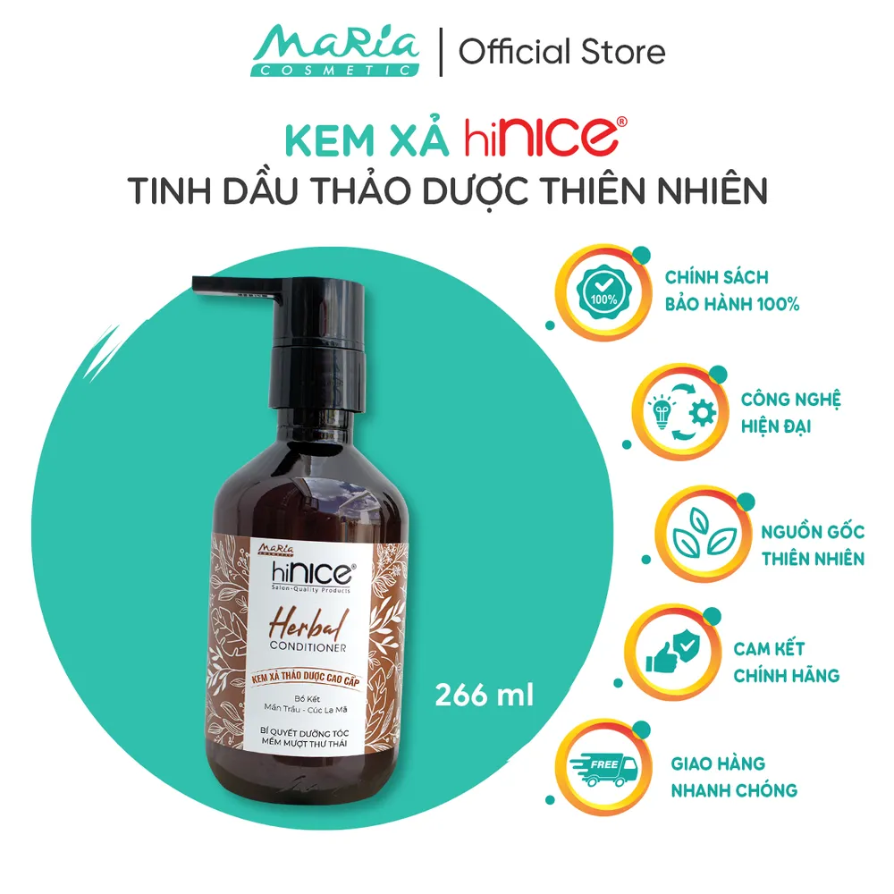 Kem Xả Tóc Tinh Dầu Thảo Dược hiNICE, Phục Hồi Mềm Mượt Chai 266ML