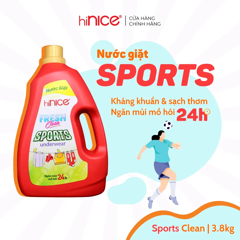 Nước giặt xả hiNICE Sport sạch thơm năng động 24h 3,8kg