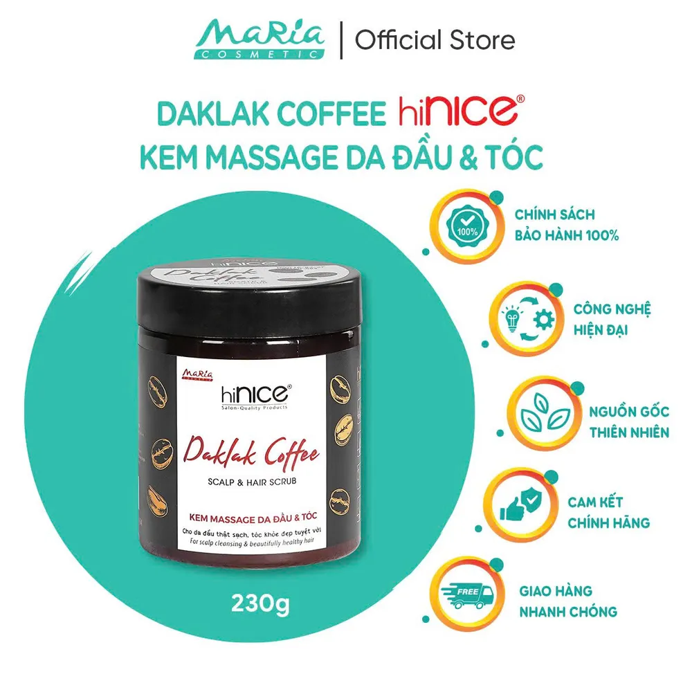 Kem massage da đầu & tóc Daklak Coffee hiNICE làm phồng tóc hũ 230g