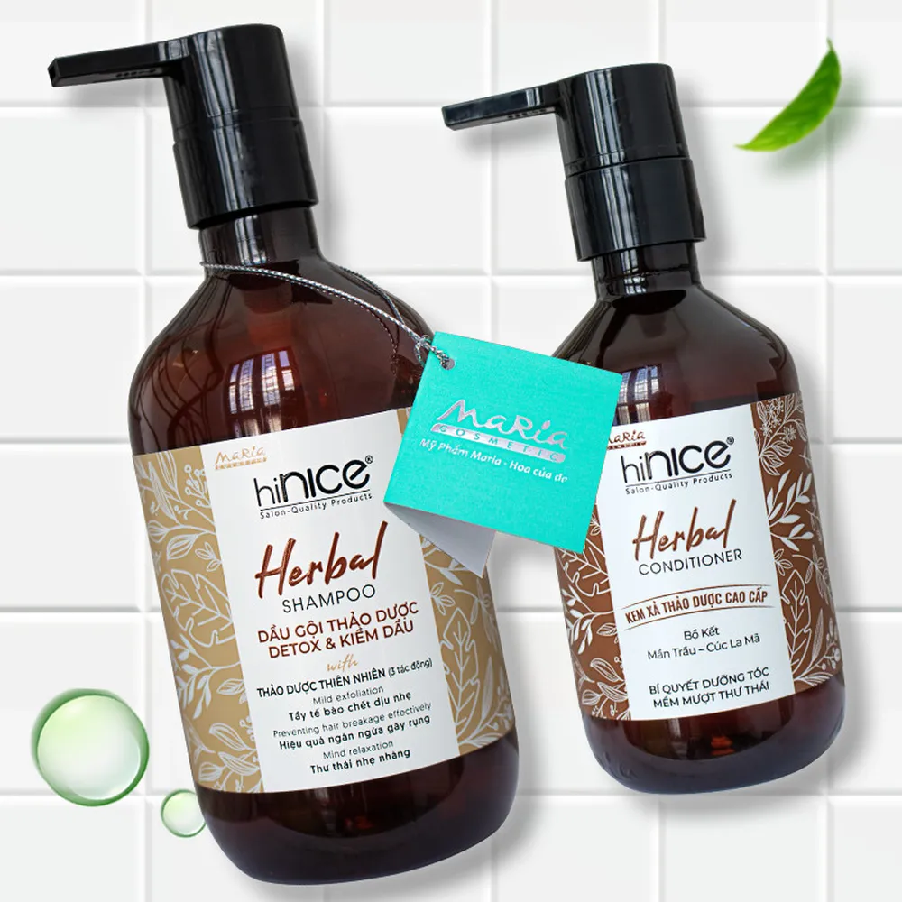 Combo Gội - Xả Tinh Dầu Thảo Dược hiNICE Tẩy Tế Bào Chết, Detox & Kiềm Dầu Chai 422g & 266ML