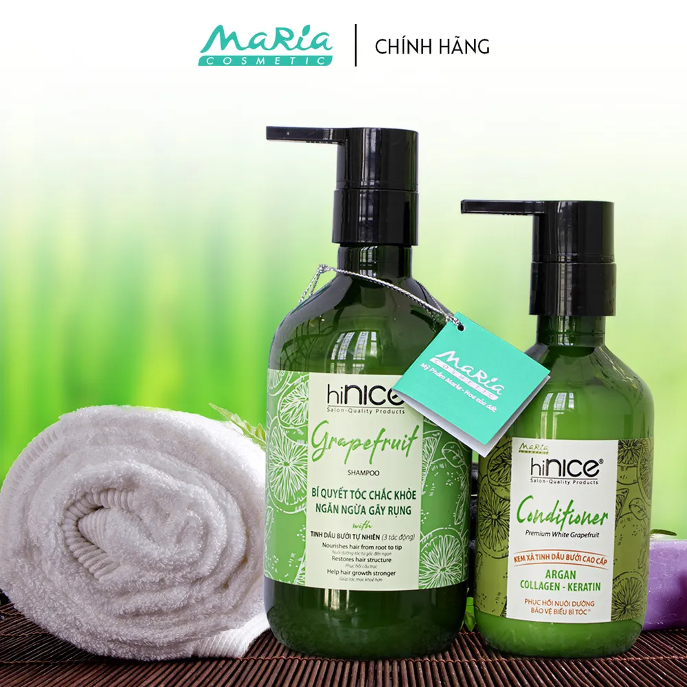 Combo Dầu Gội - Xả Tinh Dầu Bưởi hiNICE Hỗ Trợ Tóc Mọc Khỏe Nhanh Dài Chai 422g & 266ml