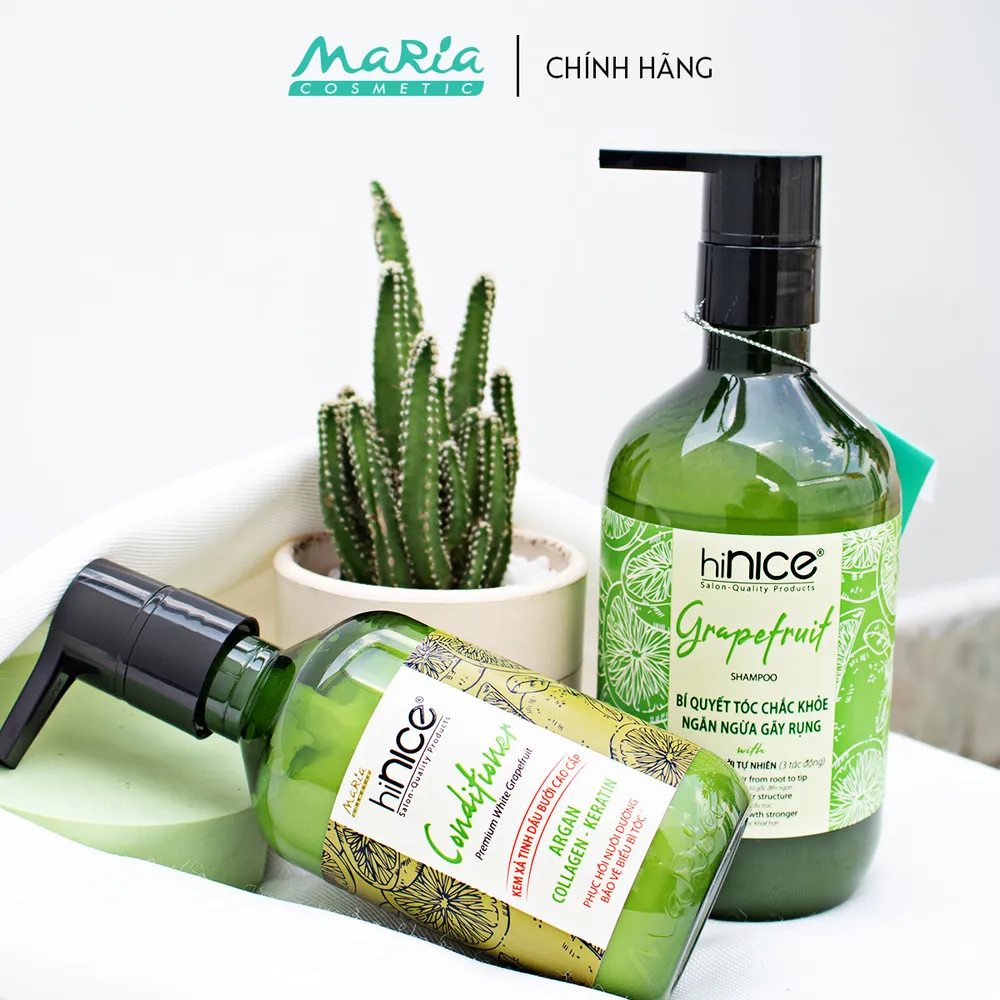 Combo Dầu Gội - Xả Tinh Dầu Bưởi hiNICE Hỗ Trợ Tóc Mọc Khỏe Nhanh Dài Chai 422g & 266ml