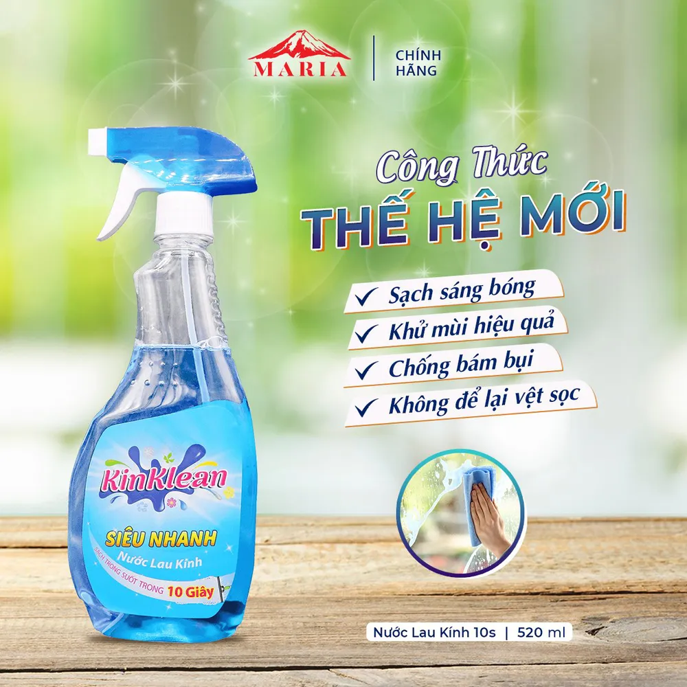 Nước lau kính siêu nhanh KinKlean 520ml