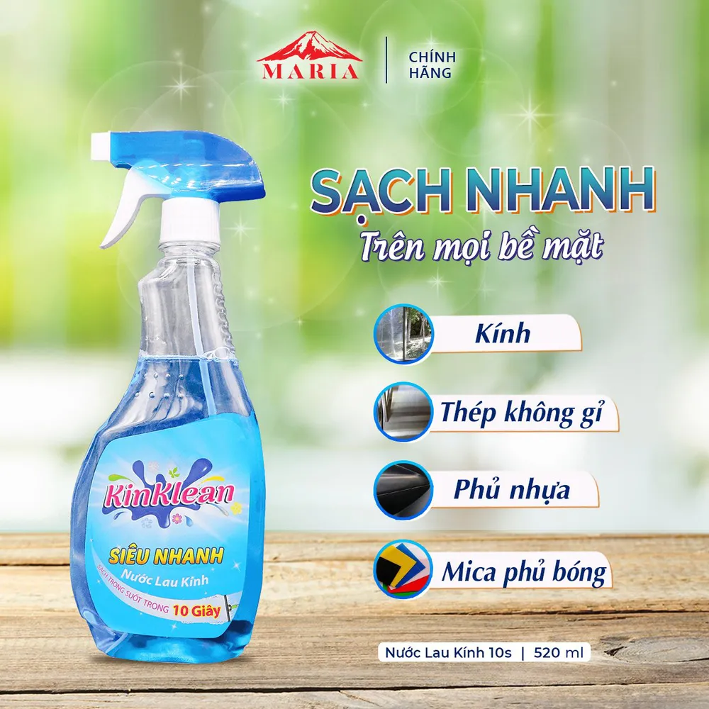 Nước lau kính siêu nhanh KinKlean 520ml