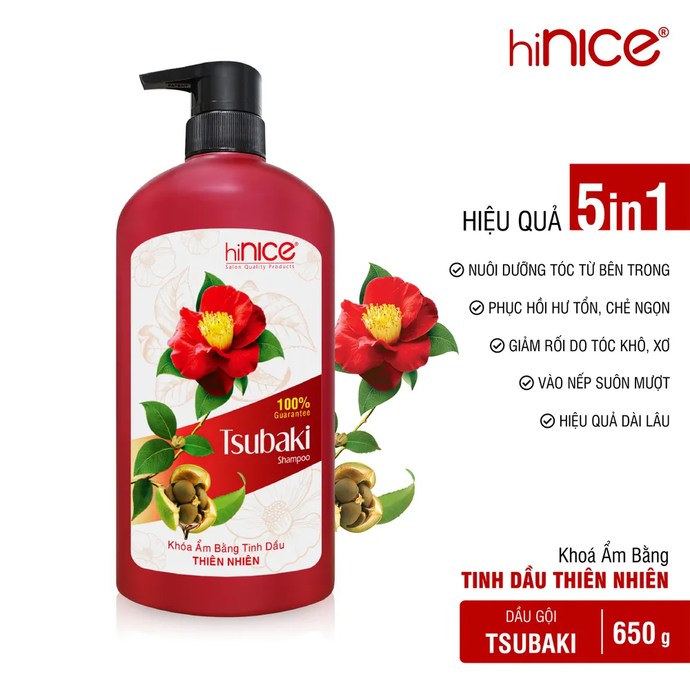 Dầu gội hiNICE Tsubaki mềm mượt óng ả hương nước hoa Pháp 650g