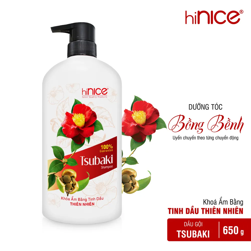Dầu gội hiNICE Tsubaki mềm mượt óng ả hương nước hoa Pháp 650g