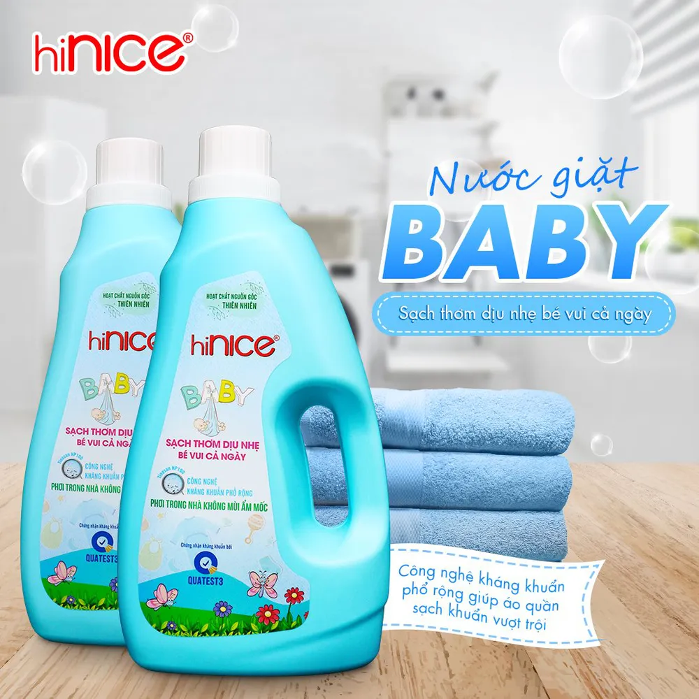 Nước giặt xả hiNICE Baby sạch thơm dịu nhẹ và an toàn cho da bé 2,4kg