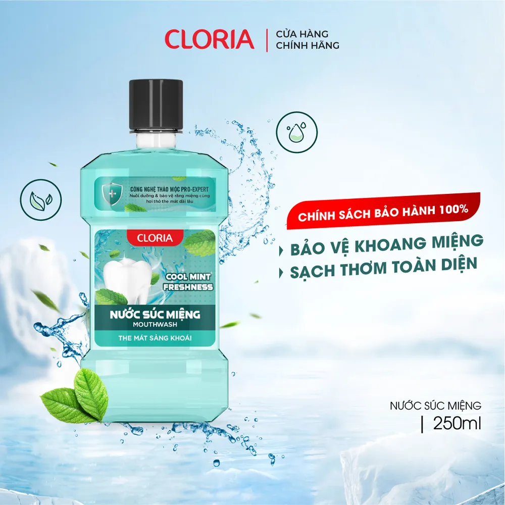 Nước súc miệng Cool Mint Freshness Cloria - ngừa sâu răng hôi miệng (250ml) 