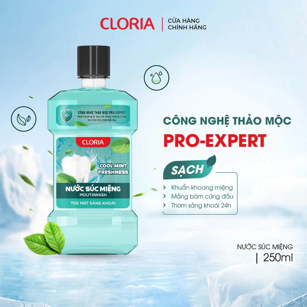 Nước súc miệng Cool Mint Freshness Cloria - ngừa sâu răng hôi miệng (250ml) 