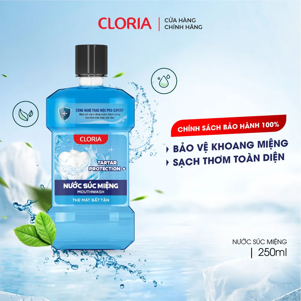 Nước súc miệng Tartar Protection Cloria, bảo vệ men răng toàn diện (250ml) 