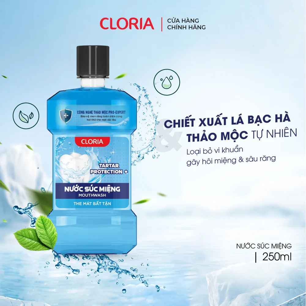 Nước súc miệng Tartar Protection Cloria, bảo vệ men răng toàn diện (250ml) 