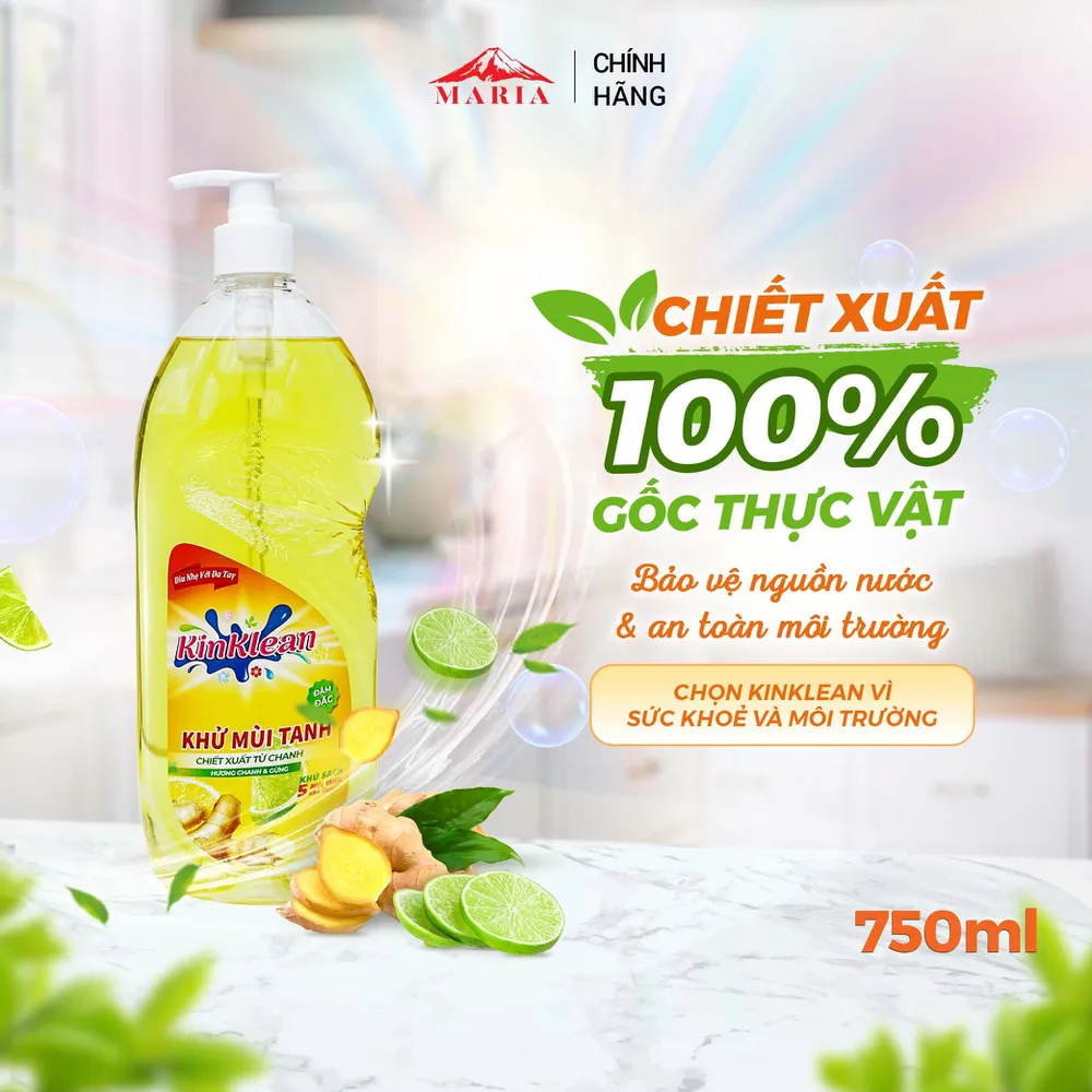 Nước Rửa Chén KinKlean hương Chanh Gừng - Công Nghệ pH Balance Plus (800ml)