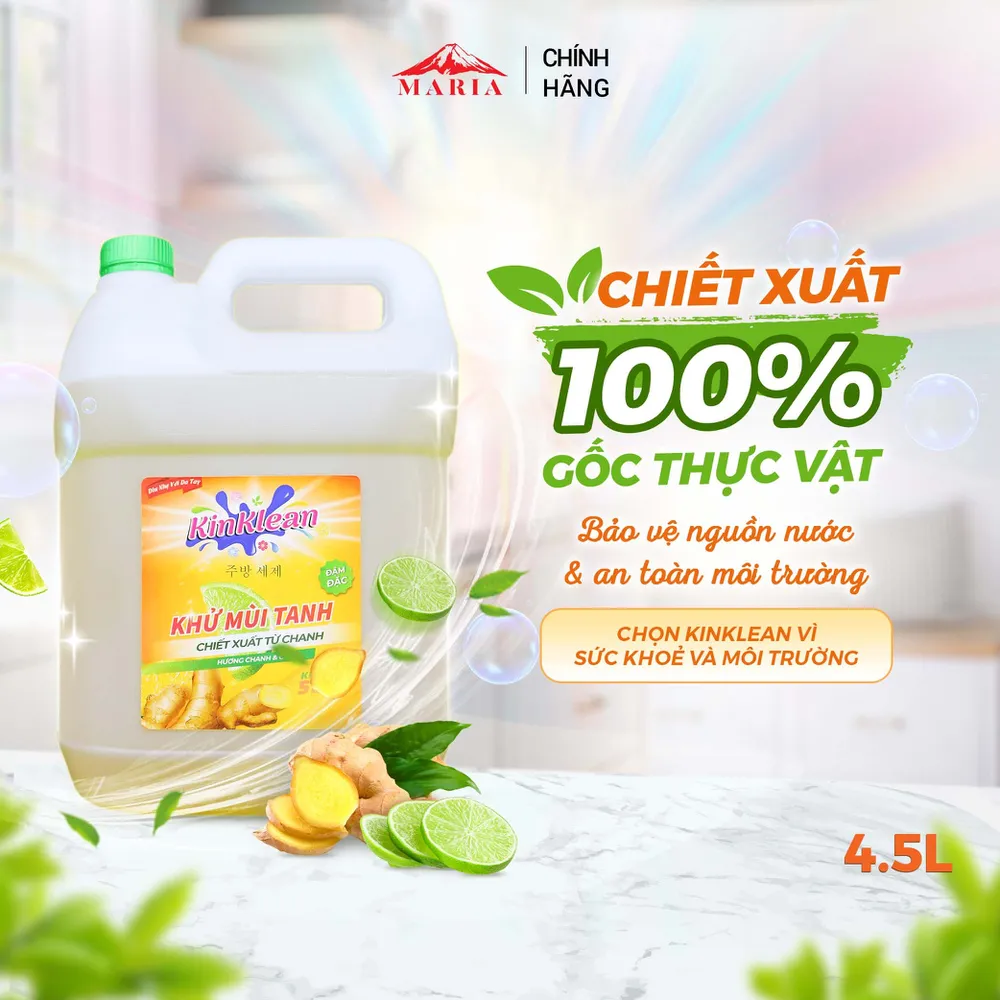 Nước Rửa Chén KinKlean hương Chanh Gừng - Công Nghệ pH Balance Plus (4.5kg)