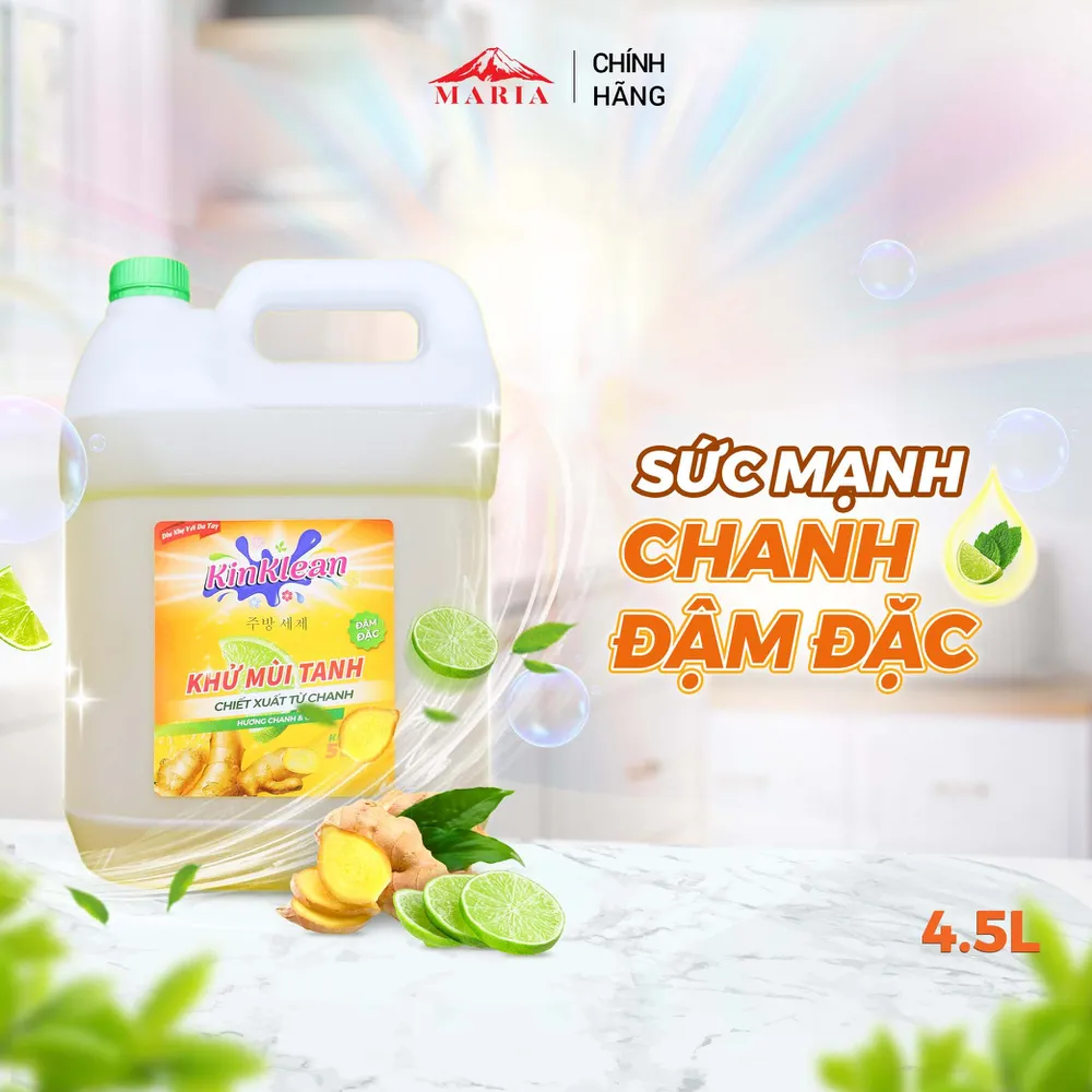 Nước Rửa Chén KinKlean hương Chanh Gừng - Công Nghệ pH Balance Plus (4.5kg)