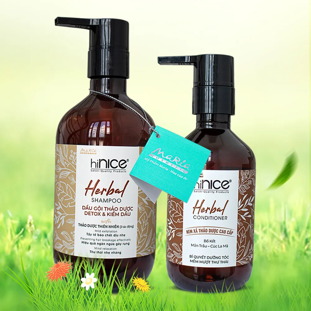 Combo Gội - Xả Tinh Dầu Thảo Dược hiNICE Tẩy Tế Bào Chết, Detox & Kiềm Dầu Chai 422g & 266ML