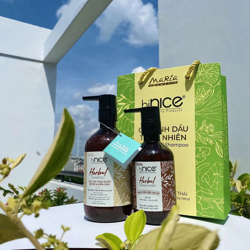 Combo Gội - Xả Tinh Dầu Thảo Dược hiNICE Tẩy Tế Bào Chết, Detox & Kiềm Dầu Chai 422g & 266ML