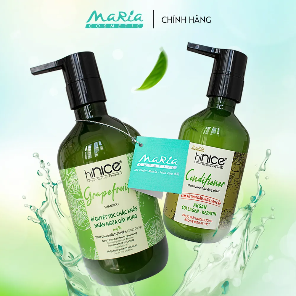 Combo Dầu Gội - Xả Tinh Dầu Bưởi hiNICE Hỗ Trợ Tóc Mọc Khỏe Nhanh Dài Chai 422g & 266ml