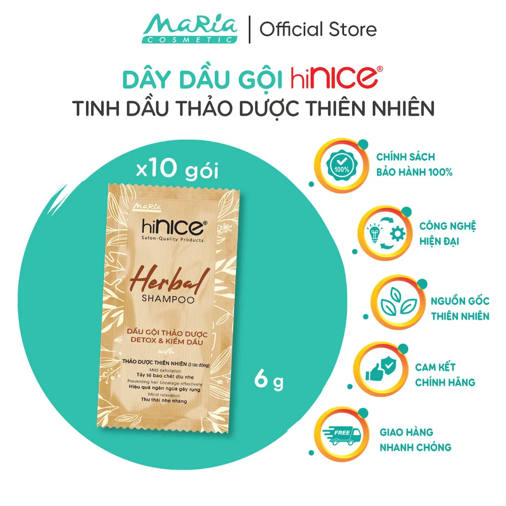 [Dây 10 Túi ] Dầu Gội Thảo Dược hiNICE, Tẩy Tế Bào Chết, Detox Và Kiềm Dầu