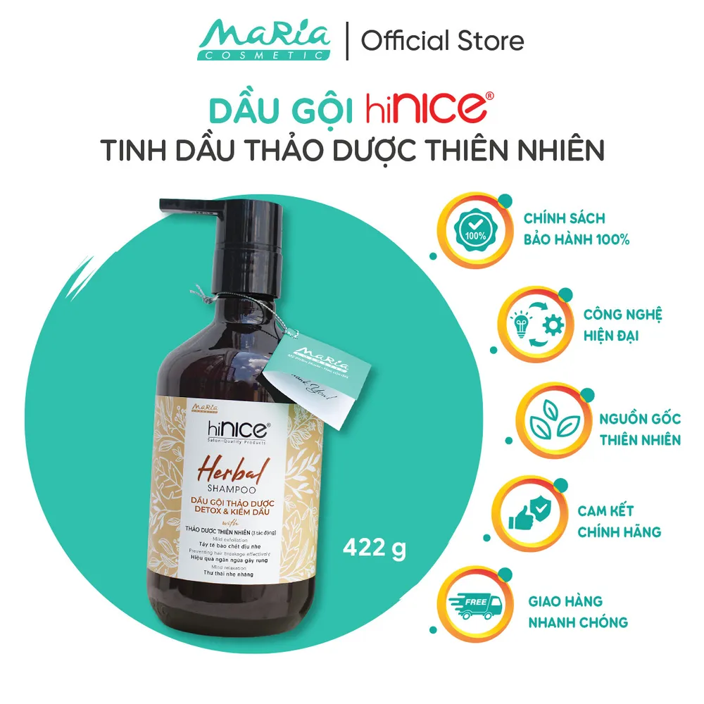 Dầu Gội Tinh Dầu Thảo Dược hiNICE, Tẩy Tế Bào Chết, Detox Và Kiềm Dầu Chai 422g
