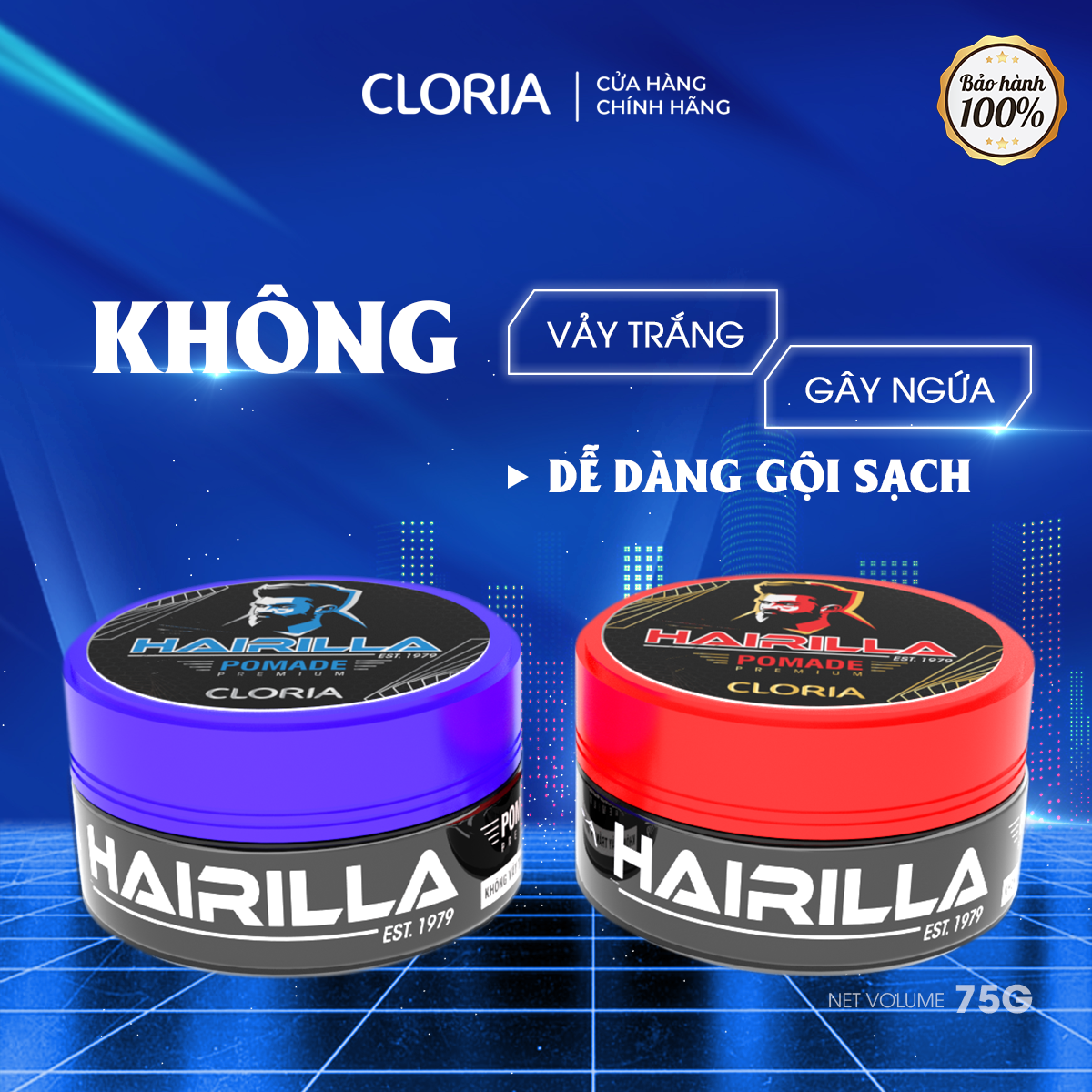 Pomade tạo nếp tóc Hairilla Cloria dành cho phái mạnh (75g) 
