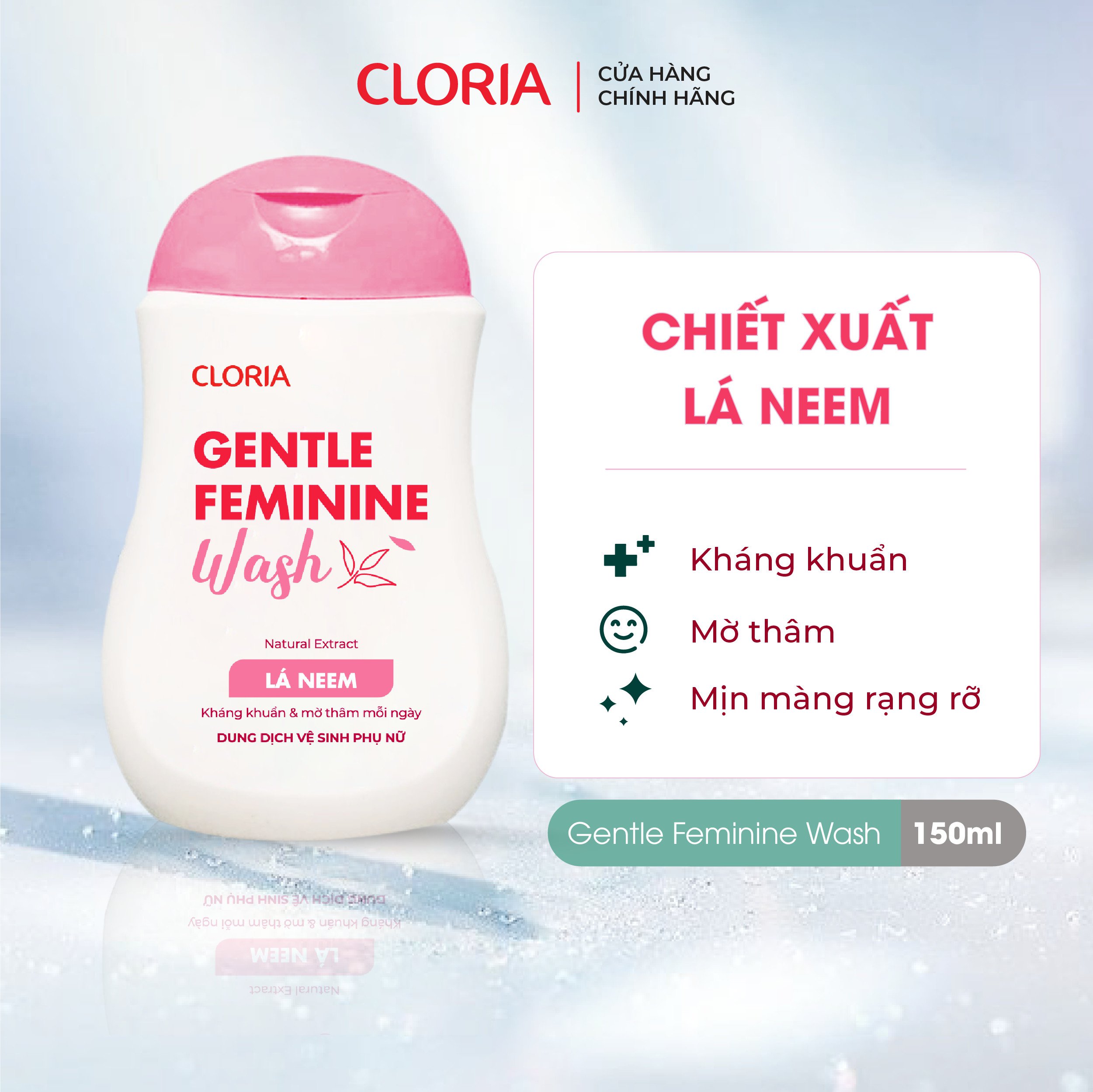 Dung dịch vệ sinh phụ nữ Cloria kháng khuẩn, mờ thâm (150ml) - Bảo Hành 100%