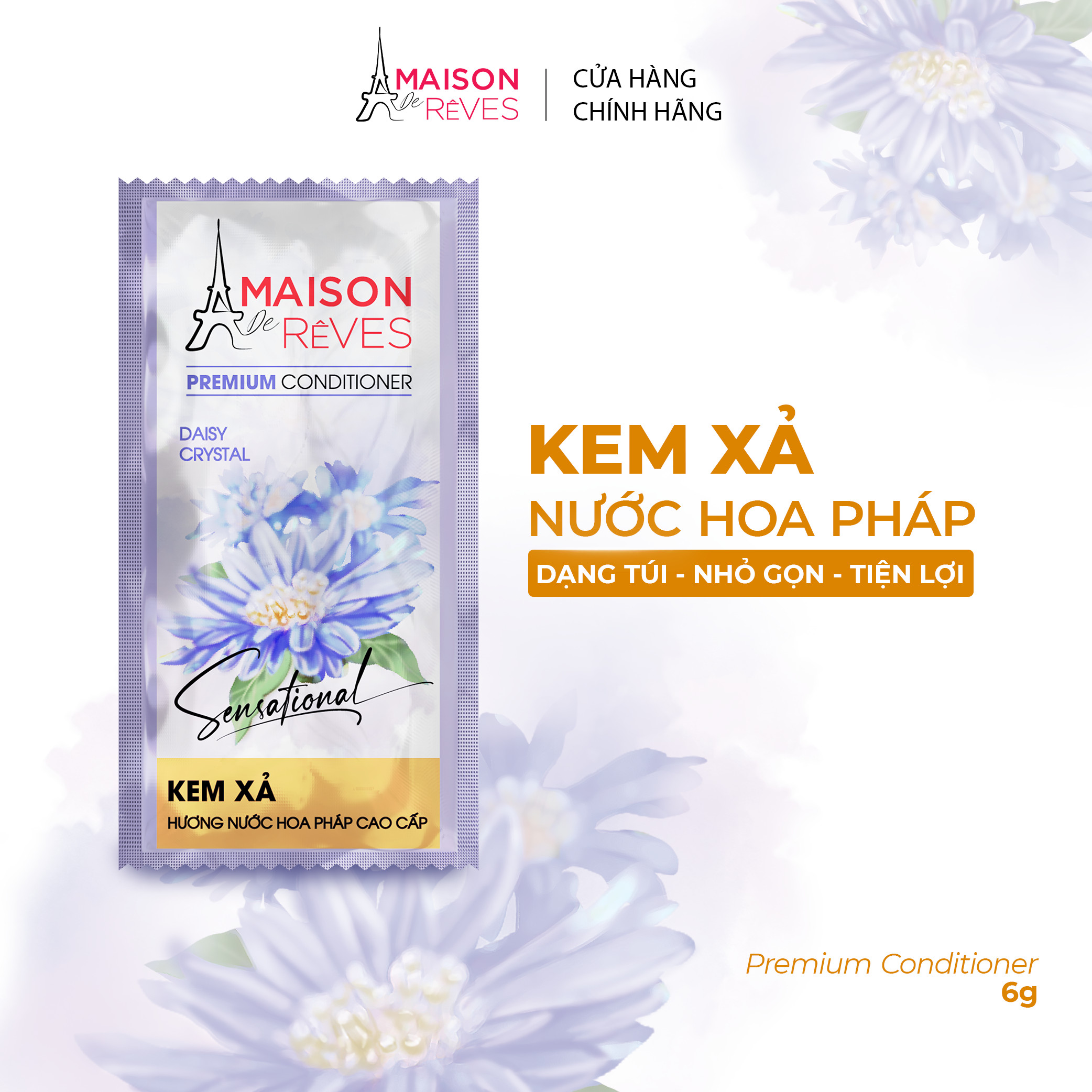 Kem xả dây hương nước hoa Pháp cao cấp Maison De Rêves hoa Cúc pha lê, phục hồi hư tổn và giữ màu tóc nhuộm - 6g