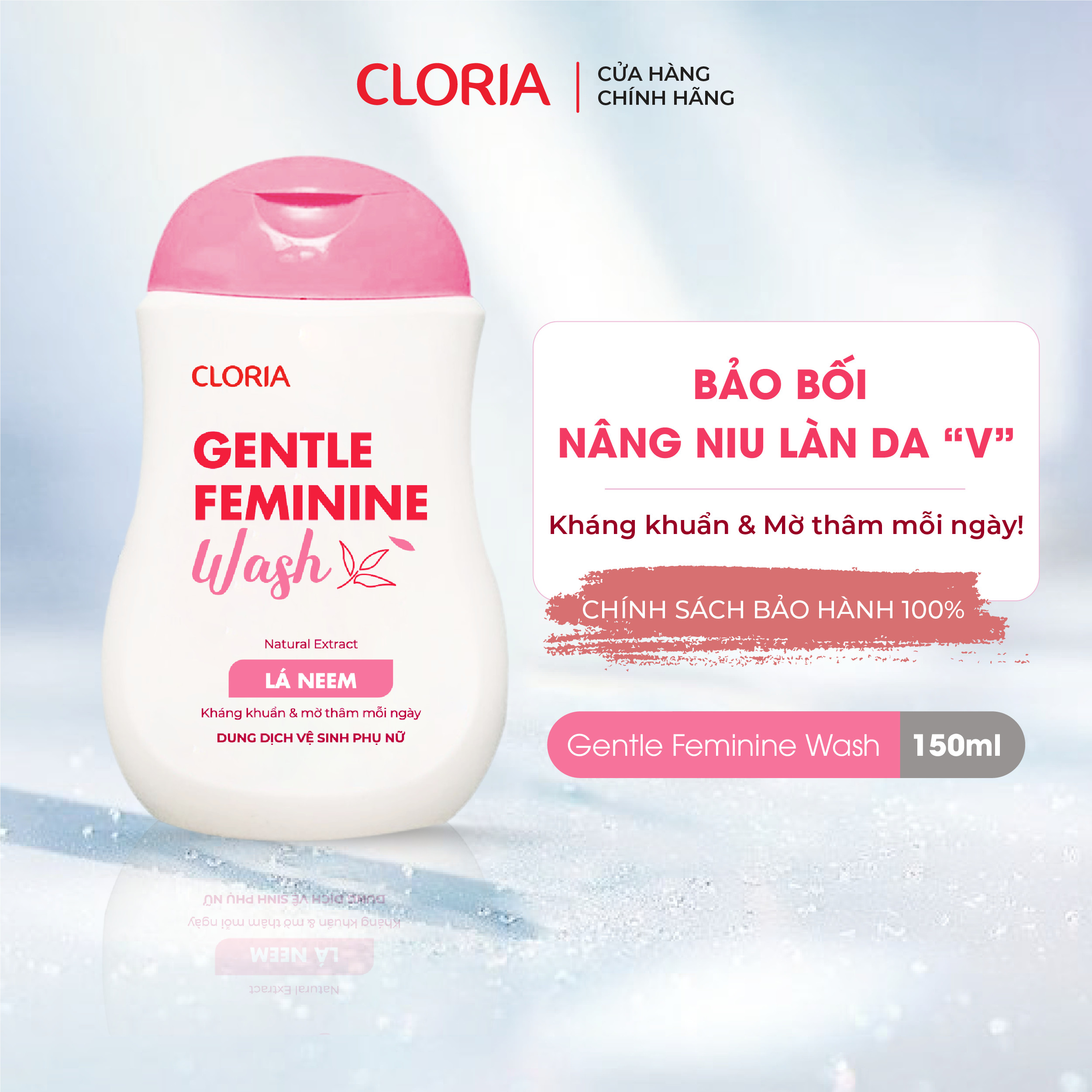 Dung dịch vệ sinh phụ nữ Cloria kháng khuẩn, mờ thâm (150ml) - Bảo Hành 100%