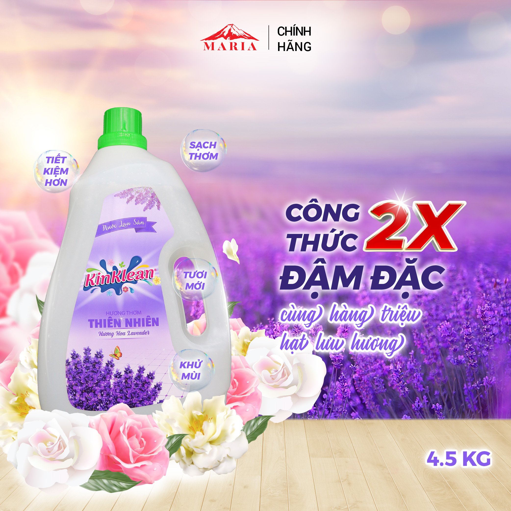Nước Lau Sàn KinKlean hương Hoa Lavender (4.5kg)