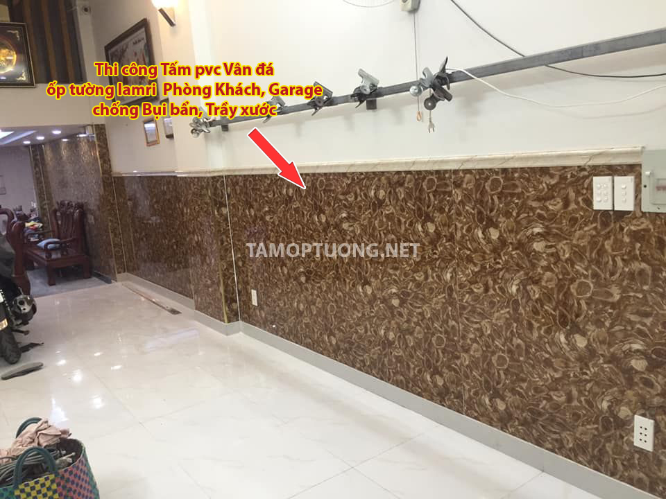 Cách khắc phục Tường nhà bị Bẩn bằng Tấm ốp tường PVC Vân đá Cẩm thạch