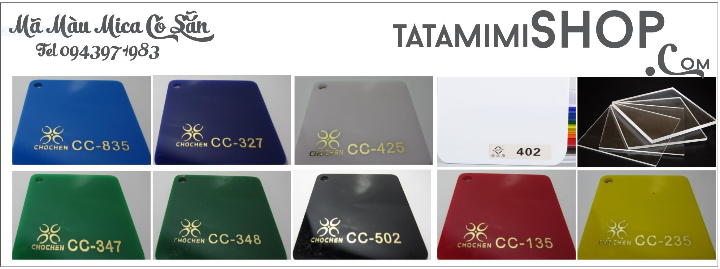 Mã màu mica đài loan có sẵn