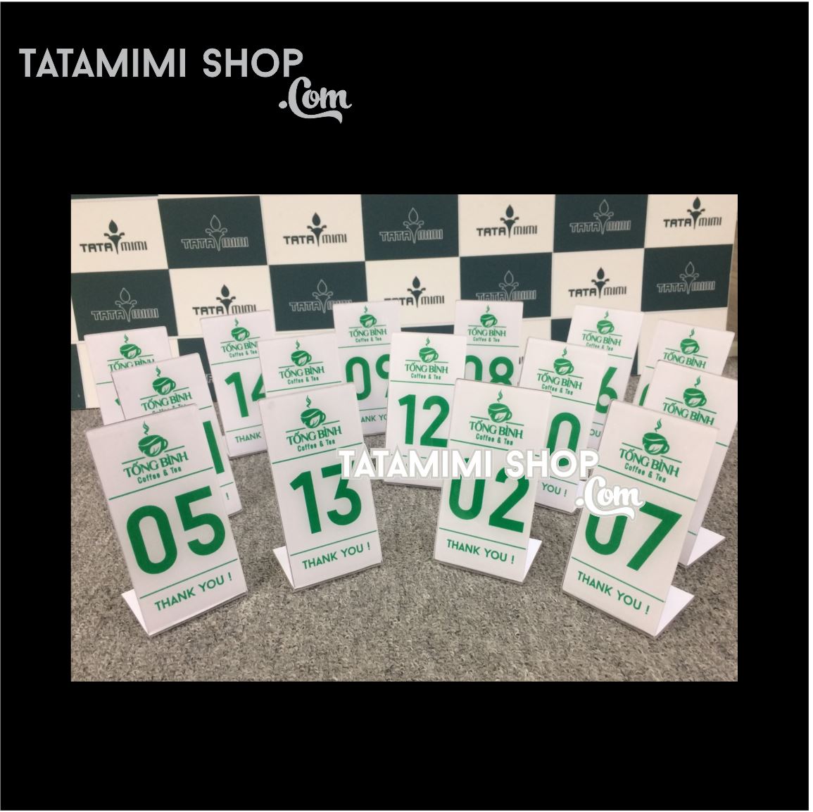 Biển số bàn mica trắng chữ xanh | TATAMIMI.COM