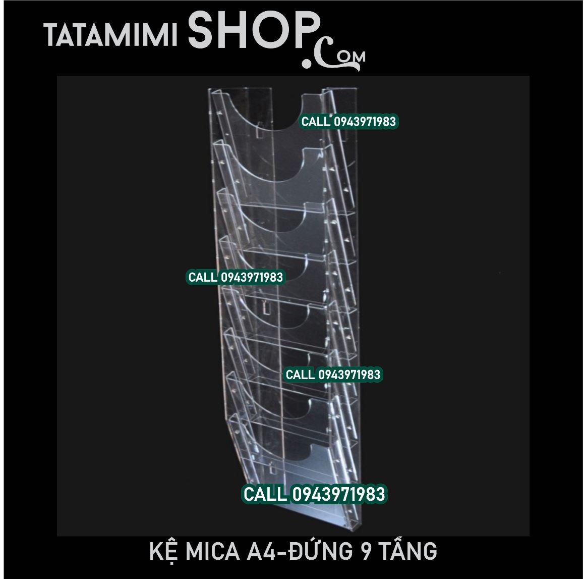 Kệ mica treo tường A4  đứng loại 9 Tầng | TATAMIMI SHOP -KỆ MICA 