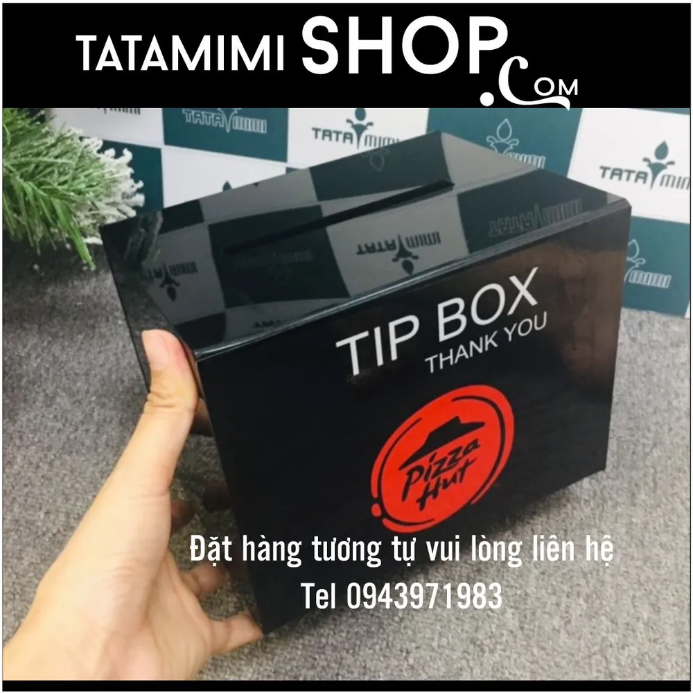 Tip box mica , hộp box tip mica đen