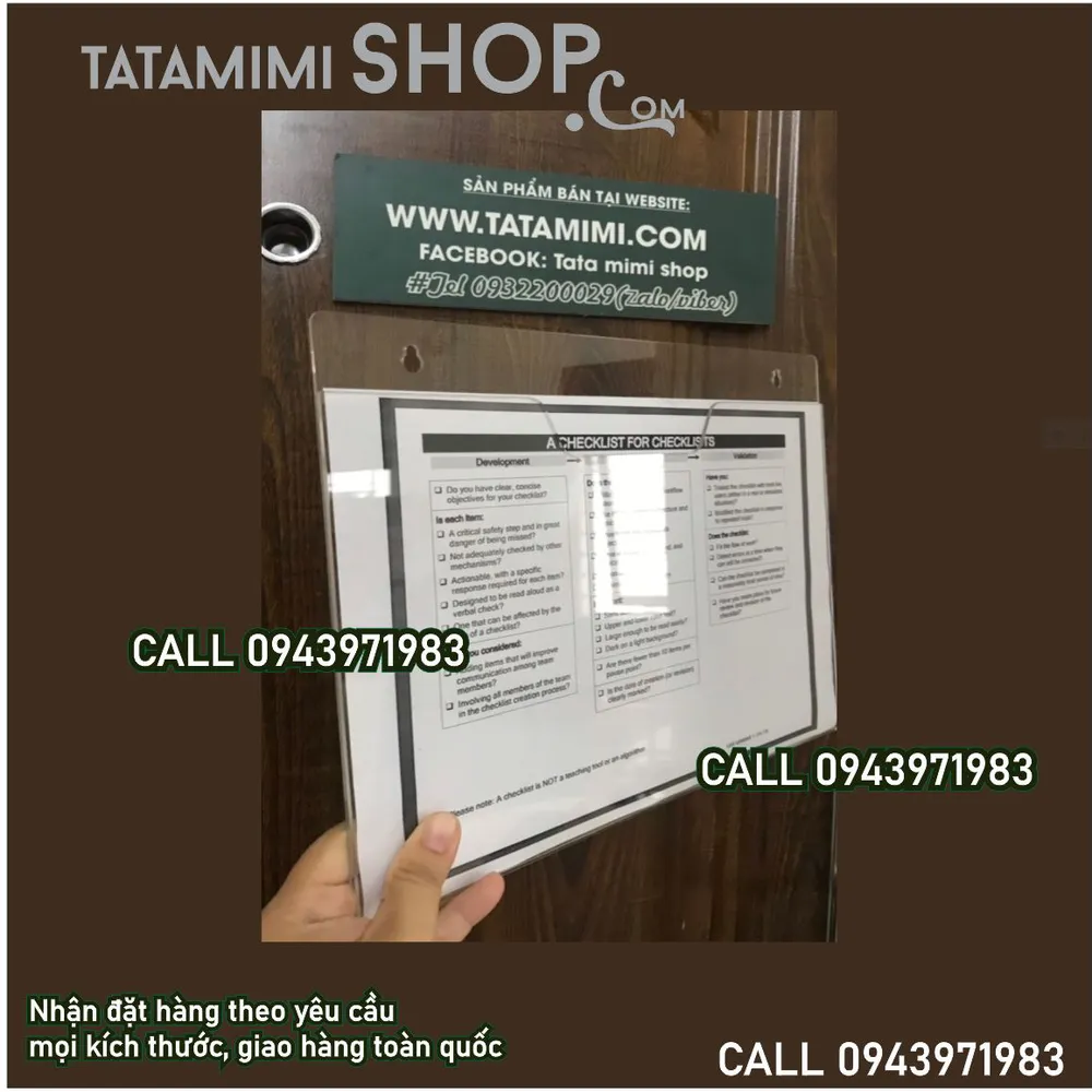 Kệ mica A4 treo tường - Checklist A4 Ngang