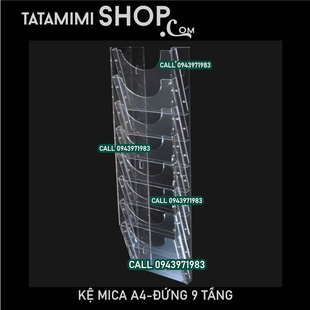 Kệ mica treo tường A4  đứng loại 9 Tầng