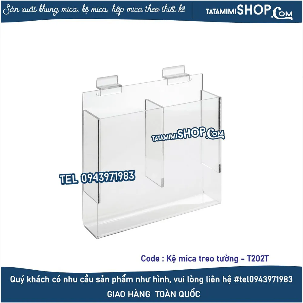 Kệ mica treo tường 2 ngăn kích thước 10x20 cm 