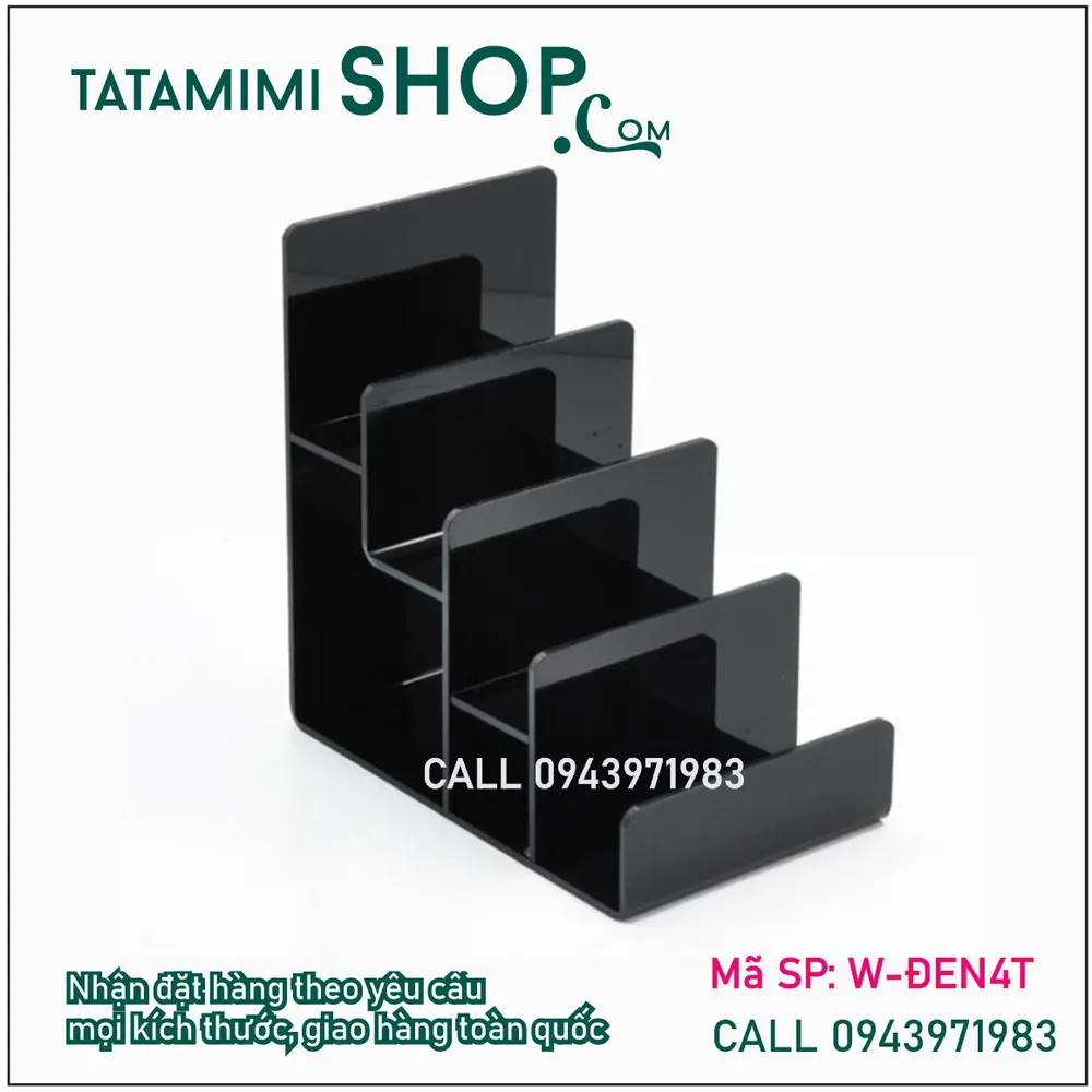 Kệ ví mica đen 4 tầng 2MM
