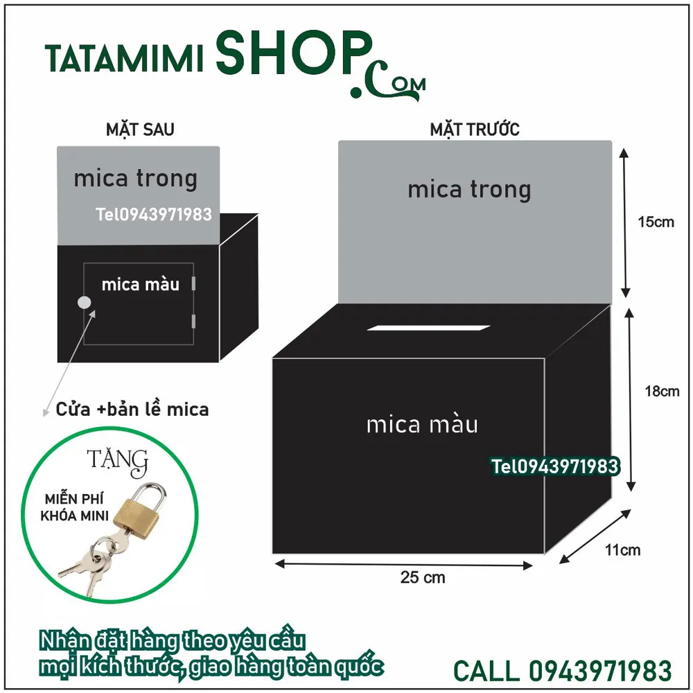 Thùng tips box mica đen