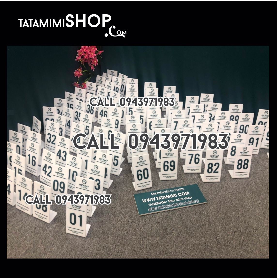 Thẻ bàn mica trắng sữa | TATAMIMISHOP.COM