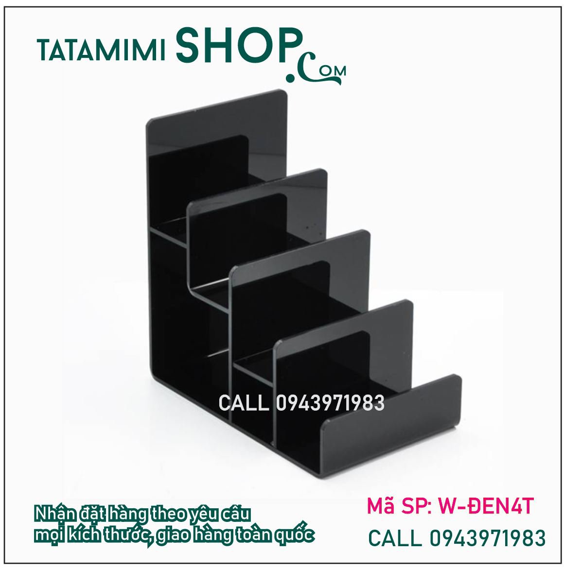Kệ ví mica đen 4 tầng 2MM | TATAMIMISHOP.COM