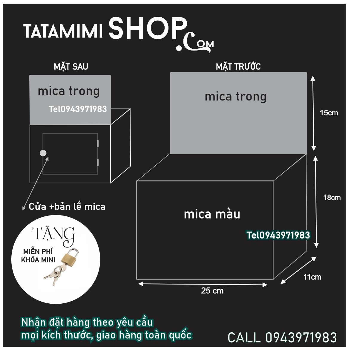 Thùng tips box mica đen