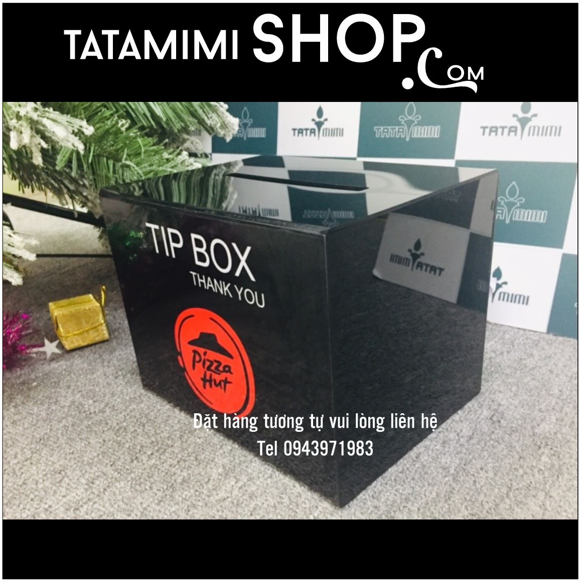 Tip box mica , hộp box tip pizza hut