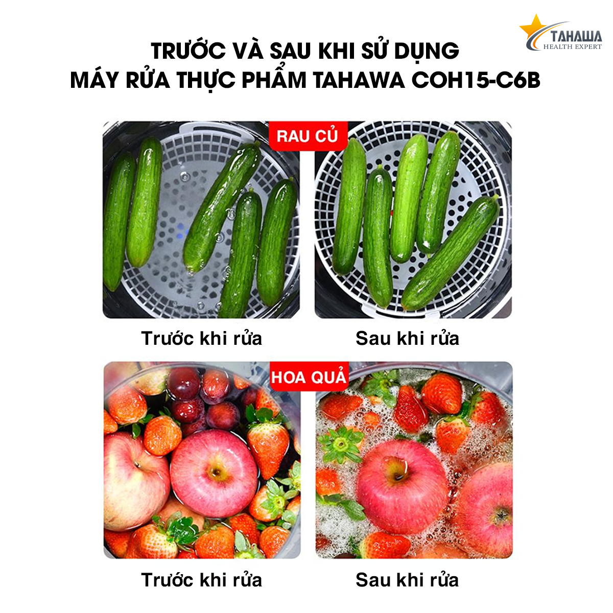 Máy khử khuẩn thực phẩm, rửa thực phẩm đa năng Tahawa COH15-C6B