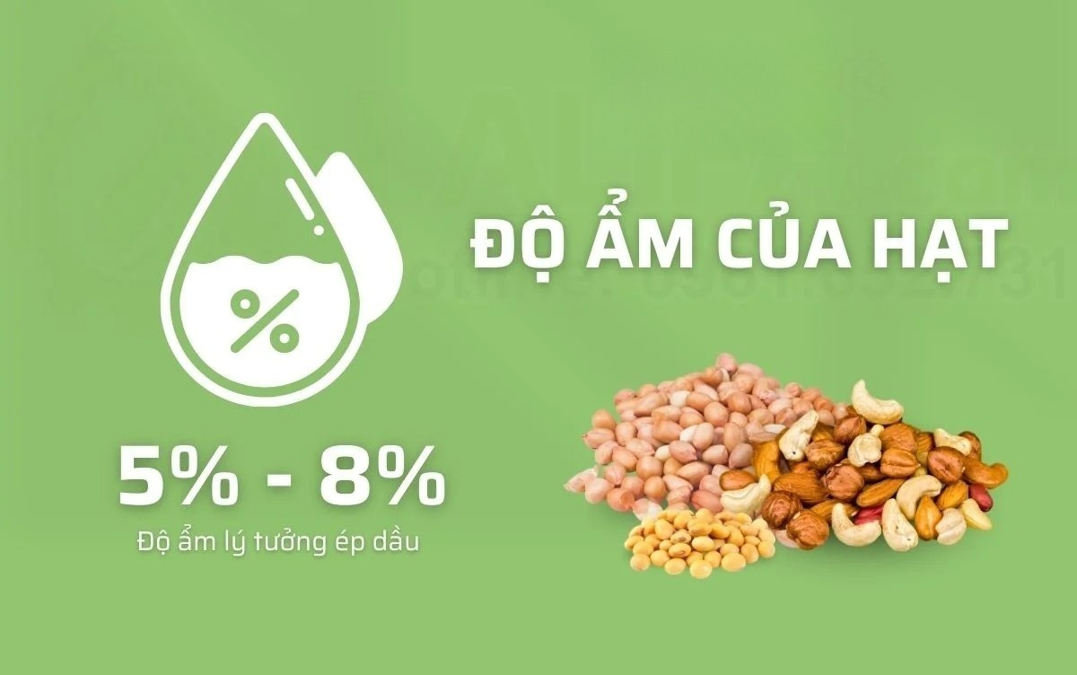 cài nhiệt độ máy ép dầu phụ thuộc vào độ ẩm của hạt cách cài nhiệt độ máy ép dầu