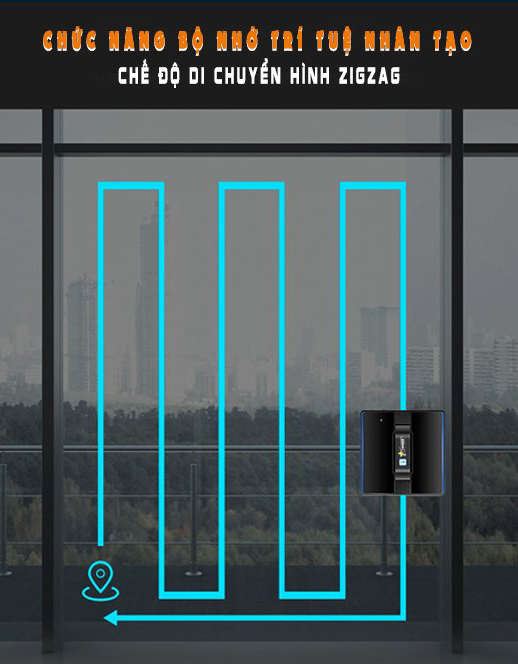 Chế độ di chuyển thông minh trên robot lau kính Tahawa Nhật Bản TH-09GL Chế độ di chuyển thông minh trên robot lau kính Tahawa Nhật Bản TH-09GL