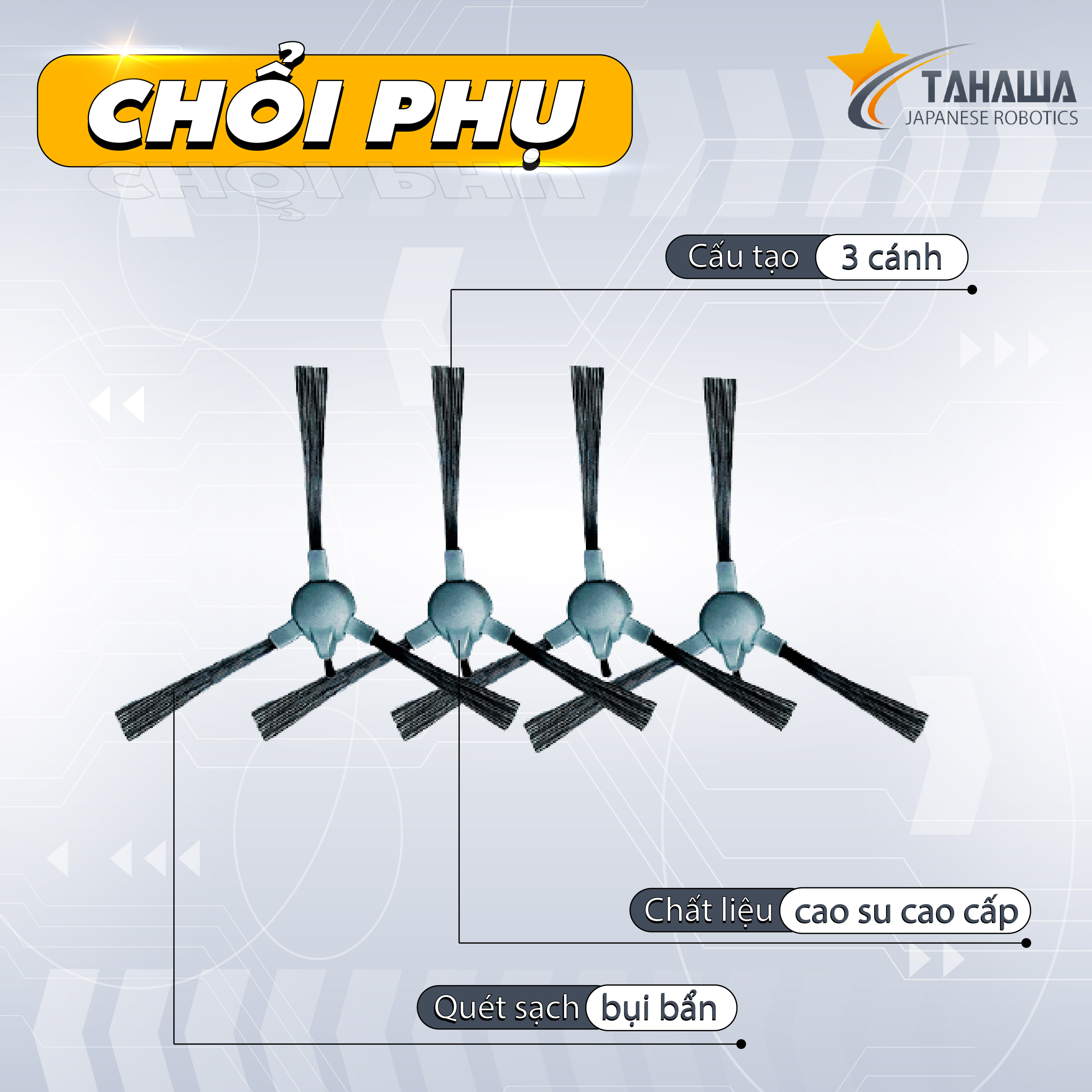 Chổi phụ robot hút bụi lau nhà Tahawa Nhật Bản TH-06Plus Chổi phụ robot hút bụi lau nhà Tahawa Nhật Bản TH-06Plus